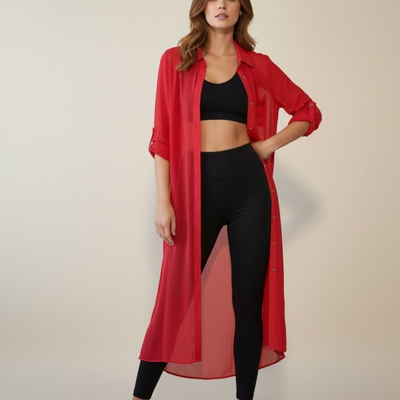 Soft Surroundings Sheer Dress Size Medium Button Up Tunic Dress Mesh See Through - Picture 1 of 4